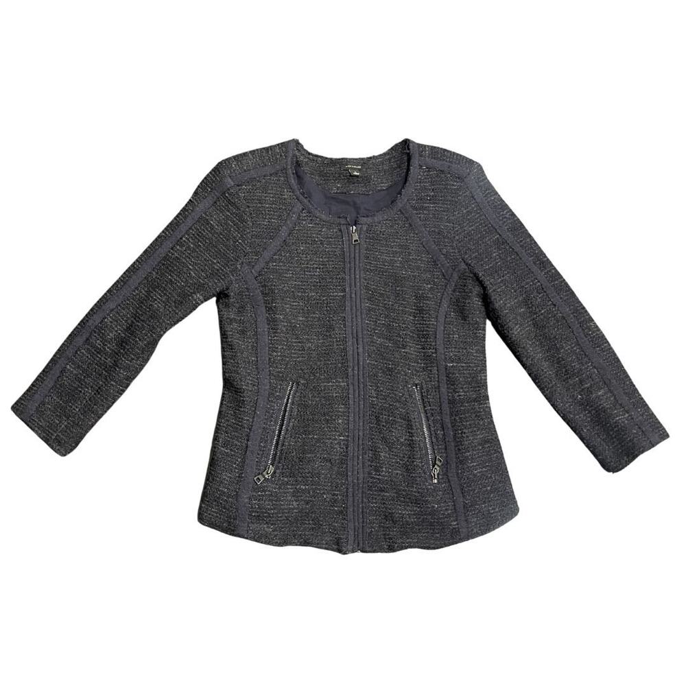 Ann Taylor Blue Marled Wool Blend Zip Sweater Jacket Size Small Career Office